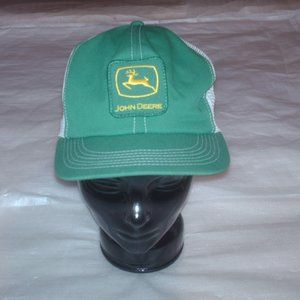 Vintage John Deere green and white mesh trucker's hat w/ patch logo K-Products